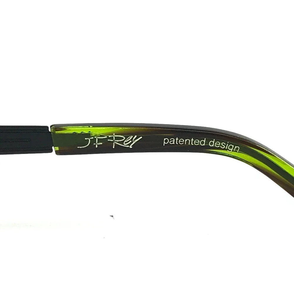 J.F. Rey Eyeglasses Frames JF2550 0040 Matte Black Green Horn Half Rim 55-19-140